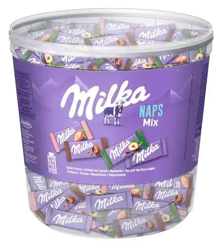 Milka-Schokolade Milka Naps Mix 1kg Dose, Zartschmelzend