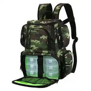 Angelrucksack Spinnfischen Lixada mit 4 Angelgeräte-Boxen