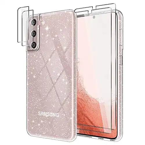 Samsung-Galaxy-S22-Hülle YIRSUR, transparent Glitzer Slim Soft