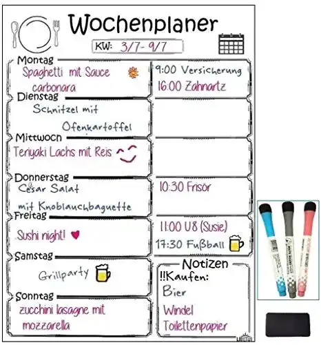 Wochenplaner Libetui Magnetisch, Magnettafel für Küche