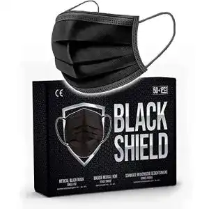OP-Maske schwarz BLACK SHIELD – CE Zertifiziert Schwarz 50 Stück