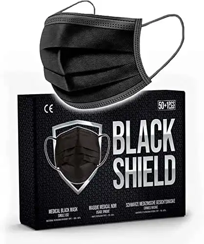 OP-Maske schwarz BLACK SHIELD – CE Zertifiziert Schwarz 50 Stück