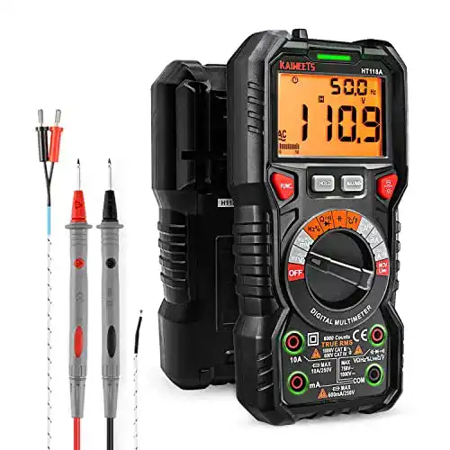 Multimeter KAIWEETS Digital mit LED-Buchsen, CAT III 1000 V