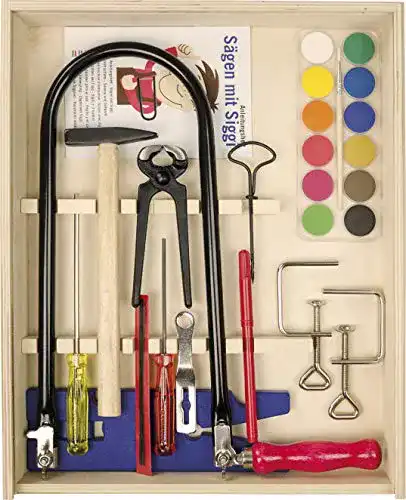 Laubsäge-Set Pebaro 429S Laubsäge-Holzkiste mit Farbkasten