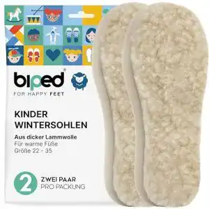 Einlegesohlen Kinder biped 2 Paar Set Kinder Lammwoll Sohlen