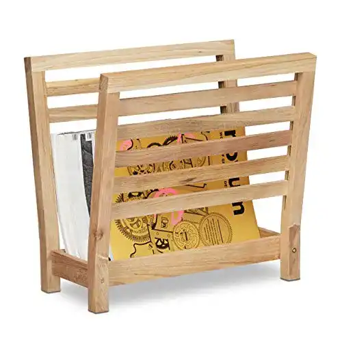 Zeitungsständer Relaxdays Walnuss, Ablage, Zeitungshalter, Holz