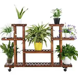 Pflanzenregal Yaheetech Pflanzentreppe Holz 124 x 33 x 80cm