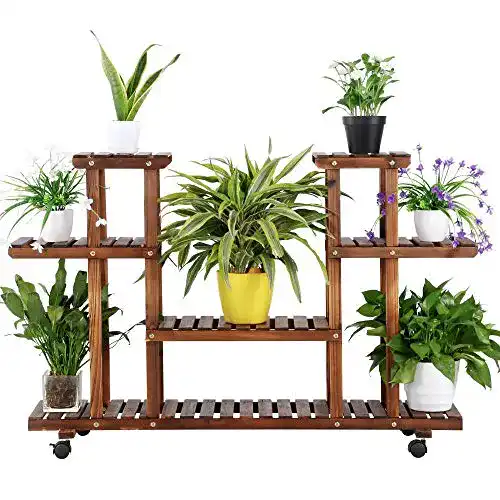 Pflanzenregal Yaheetech Pflanzentreppe Holz 124 x 33 x 80cm