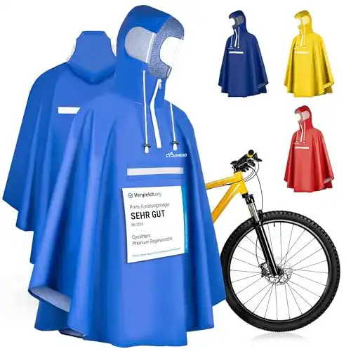 Die beste Regenponcho Fahrrad CYCLEHERO Premium Fahrrad Regen Poncho 2026 Test Bestseller Regenponcho Fahrrad CYCLEHERO Premium Fahrrad Regen Poncho
