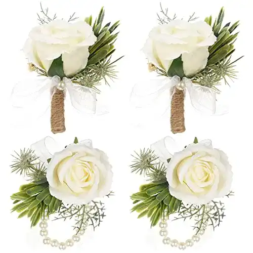 Boutonniere Guador Hochzeit, 2 Set Rose Gästeanstecker Rose