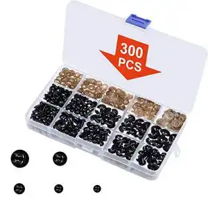 Sicherheitsaugen ZAWTR Set, 150 Stück Schwarz