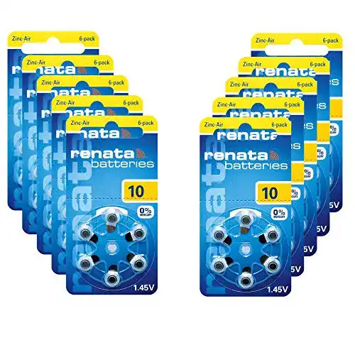 Hörgeräte-Batterien-10 Renata 60x Gr. 10 Hörgerätebatterien 10x