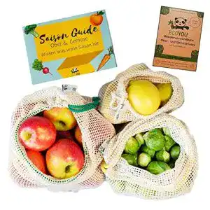 Obstnetz EcoYou Gemüsebeutel Bio-Baumwolle 3er Set (S,M,L)