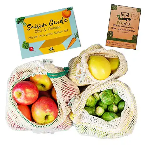 Obstnetz EcoYou Gemüsebeutel Bio-Baumwolle 3er Set (S,M,L)