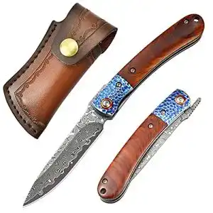 Damast-Jagdmesser AUBEY Damast Taschenmesser Holzgriff