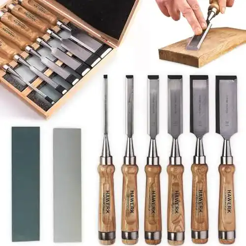 Stechbeitel Hawerk Stemmeisen Set für Holz + Koffer