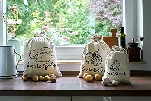 Gemüsebeutel ANLAUFS-FRUCHTSCHUTZ24 3er-Set, Leinen-