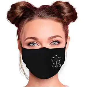 Mundschutz mit Glitzer Selldorado ® Premium schwarz waschbar