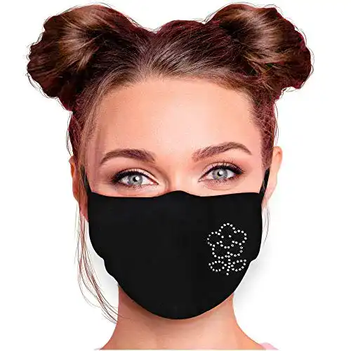 Mundschutz mit Glitzer Selldorado ® Premium schwarz waschbar