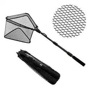 Watkescher SANLIKE 110 cm Kescher Angeln, Teleskop-Kescher, Unterfangskescher Angelkescher mit Faltbare Fischernetz Angelzubehör