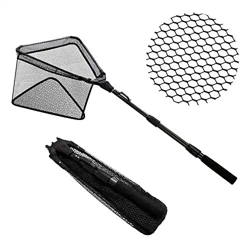 Watkescher SANLIKE 110 cm Kescher Angeln, Teleskop-Kescher, Unterfangskescher Angelkescher mit Faltbare Fischernetz Angelzubehör