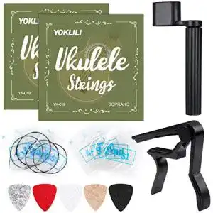 Ukulele-Saiten Yoklili Ukulelsaiten, 2 Sets schwarz u. transparent