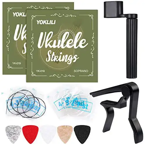 Ukulele-Saiten Yoklili Ukulelsaiten, 2 Sets schwarz u. transparent
