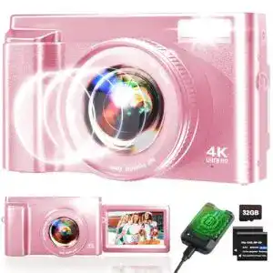 Digitalkamera pink Umipyiza Autofokus Kompaktkamera 48MP