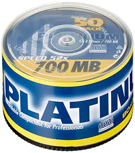 CD-R PLATINUM 700 MB Rohlinge 52x Speed, 80 Min, 50er