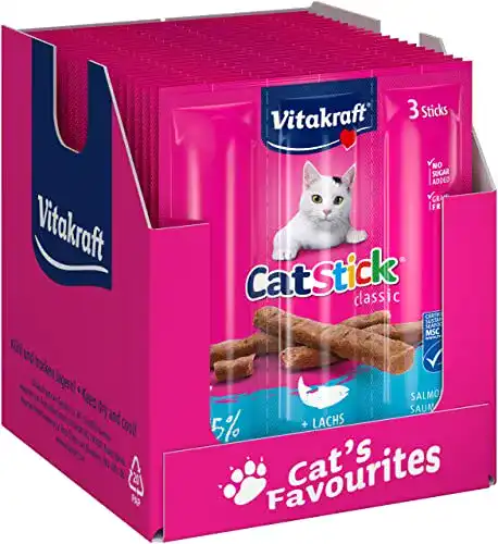 Katzenleckerlies Vitakraft Katzensnacks Cat Stick Lachs, 20x 3 St