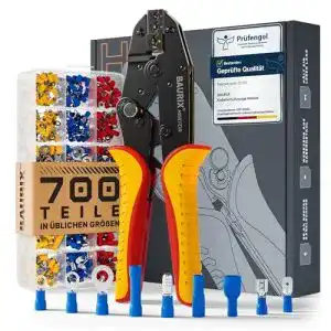 Crimpzangen-Set BAURIX ® inkl. 700 Stück Kabelschuhe Set