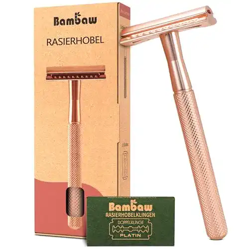 Nassrasierer Bambaw Metall Rasierer Frauen, Rasierhobel Rosegold