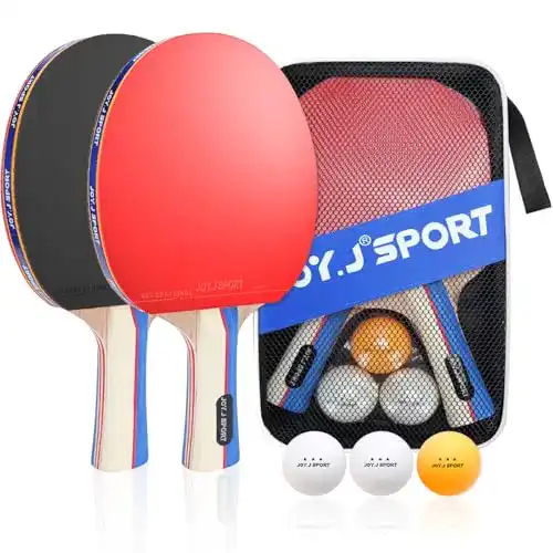 Die beste Tischtennisschläger-Set Joy.J Sport Tischtennisschläger, Pingpong-Schläger Set mit 2 Schläger und 3 Bällen 2026 Test Bestseller Tischtennisschläger-Set Joy.J Sport Tischtennisschläger, Pingpong-Schläger Set mit 2 Schläger und 3 Bällen