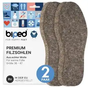 Filzsohlen biped 2 Paar Natur Wollfilz Einlegesohlen