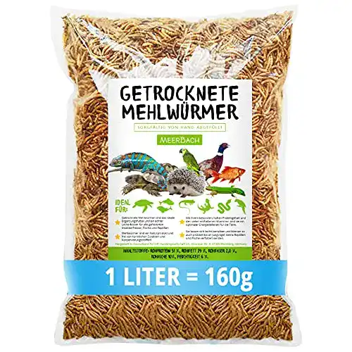 Futterinsekten MeerBach & Rose Mehlwürmer getrocknet, 1 Liter (160g)