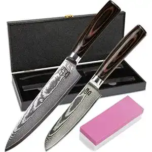 Damastmesser-Set Zeuß 2er Set Küchenmesser 32 cm u. 24 cm