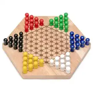 Halma-Spiel Natureich Holz Halma Spielzeug mit Spielfiguren