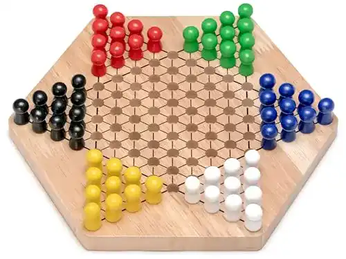 Halma-Spiel Natureich Holz Halma Spielzeug mit Spielfiguren