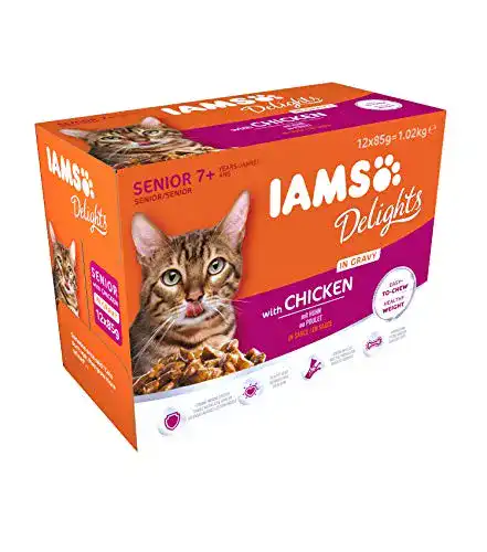 IAMS-Katzenfutter Iams Delights Senior Huhn in Sauce, 12 x 85 g