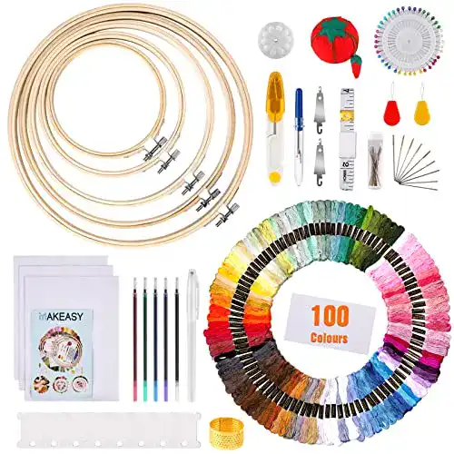 Stickgarn MAKEASY 205 PCS Stickerei Set,Stickerei Starter Kit