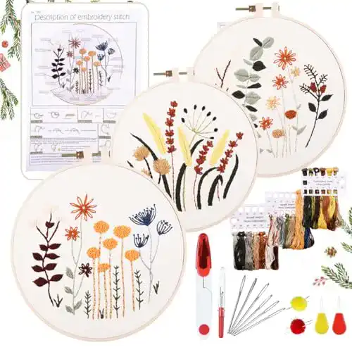 Stickset YINVA Anfänger Stickerei Set Stickerei Set, Blumenmuster