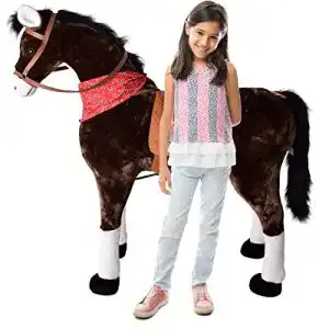 Stehpferd TE-Trend Pferd Reitpferd mit Sattel Zaumzeug und Tuch