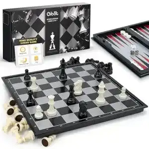 Schachbrett Gibot 3-in-1 Schachspiel Magnetisch , 32CM x32 cm