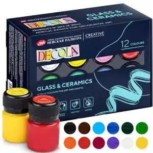 Glasfarbe Decola, Porzellan Farben Set 12x20ml Permanente Farbe