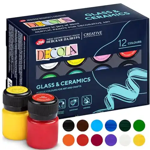 Glasfarbe Decola, Porzellan Farben Set 12x20ml Permanente Farbe
