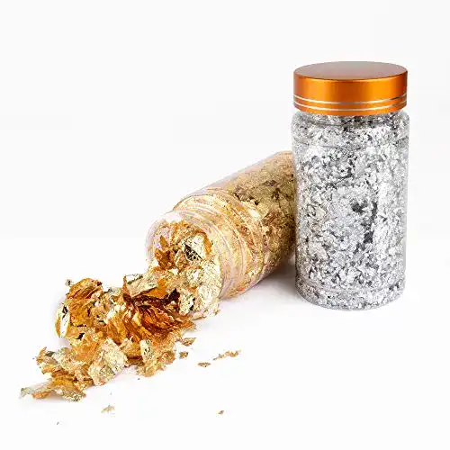 Goldstaub ewtshop ® Blattgold-Flocken in Silber und Gold, je 3g