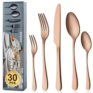 Besteck gold BEWOS Besteck Set für 6 Personen, 30 teilig Roségold