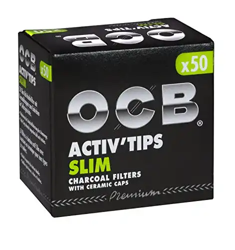 Aktivkohlefilter OCB ActivTips Slim 7 mm, Keramikkappen, 5 x 50