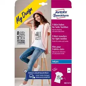 Transferpapier AVERY Zweckform 20 Textilfolien (für helle Textilien