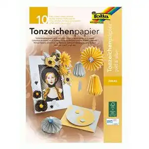 Goldpapier folia 601 Block mit Tonzeichenpapier in Gold/Silber